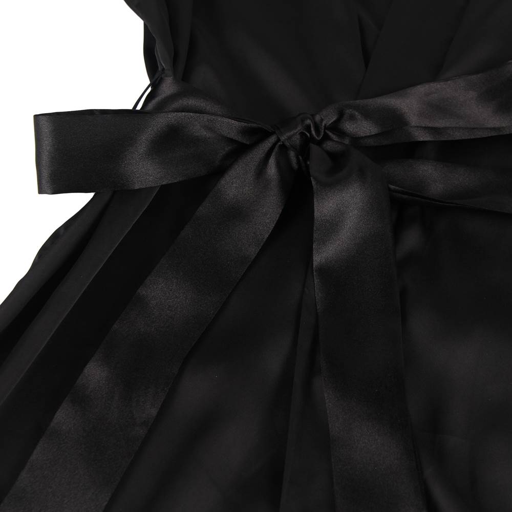 With Farawlaya Plus Size Silk Satin Lace Back Hollow Out Sexy Women Kimono Home
