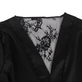 With Farawlaya Plus Size Silk Satin Lace Back Hollow Out Sexy Women Kimono Home
