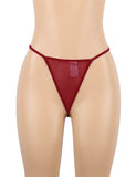 Sexy Red & Purple & Black & White Slim Deep V Neck Lace Sleepwear With Thong