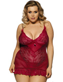 Sexy Red & Purple & Black & White Slim Deep V Neck Lace Sleepwear With Thong