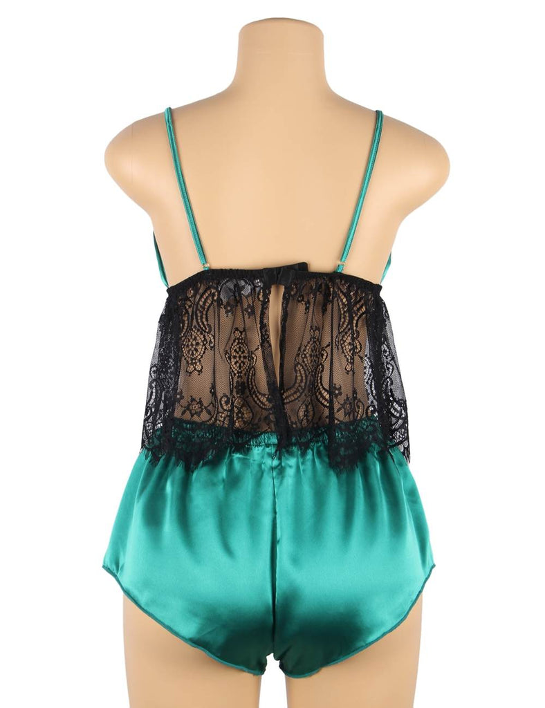 New Hollow Sexy Sleepwear Satin Lace Splicing Pajama Sets