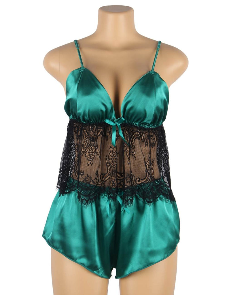 New Hollow Sexy Sleepwear Satin Lace Splicing Pajama Sets