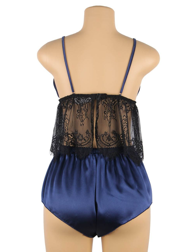 New Hollow Sexy Sleepwear Satin Lace Splicing Pajama Sets