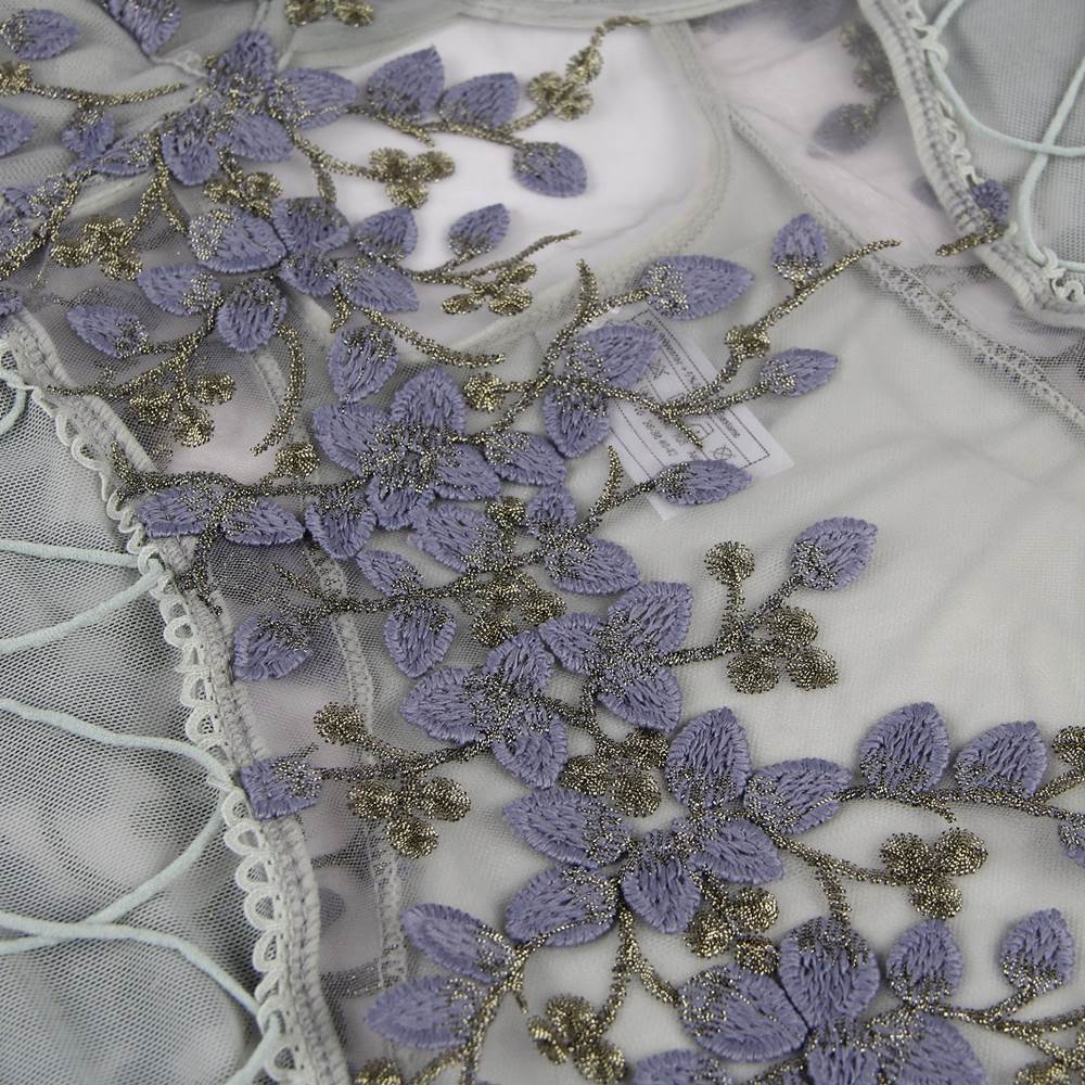 Exquisite Embroidery Mesh Bodysuit With Underwire