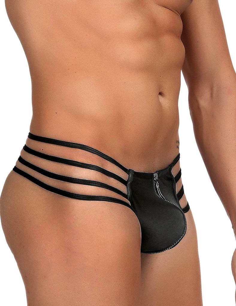 Mens Synthetic Leather Sexy Zipper Panties