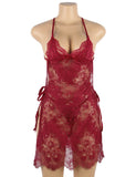 New Red & White & Black Sexy Lace Thin Halter Cross Transparent Sling Nightdress