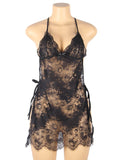 With Farawlaya Red & White & Black Sexy Lace Thin Halter Cross Transparent Sling Nightdress