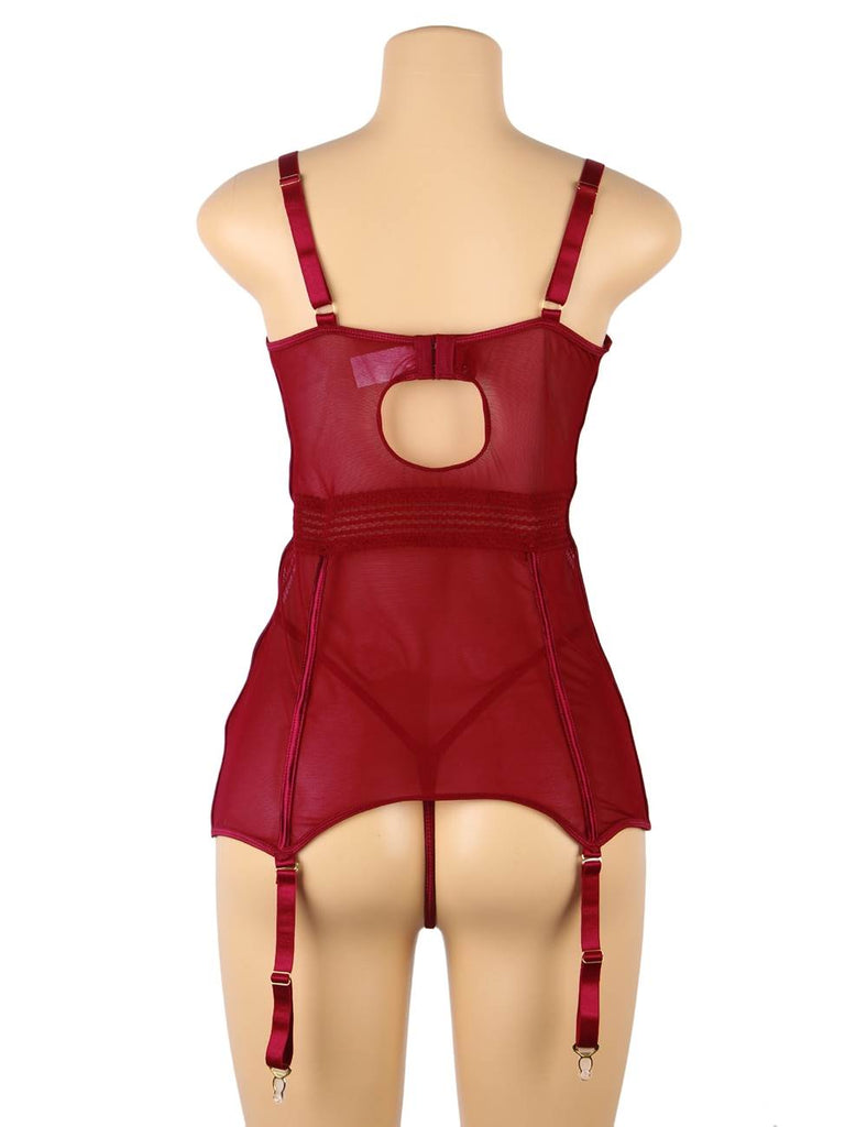 Black & Red Delicate lace Stitching Babydoll With Underwire