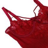 Plus Size Black Delicate lace Stitching Babydoll With Underwire