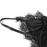 Crotch Open Black & White & Tan Lace High Quality Eyelash Lace Splice Sexy Bodysuit With Farawlaya