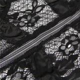 Crotch Open Black & White & Tan Lace High Quality Eyelash Lace Splice Sexy Bodysuit With Farawlaya