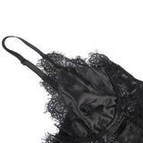 Crotch Open Black & White & Tan Lace High Quality Eyelash Lace Splice Sexy Bodysuit With Farawlaya
