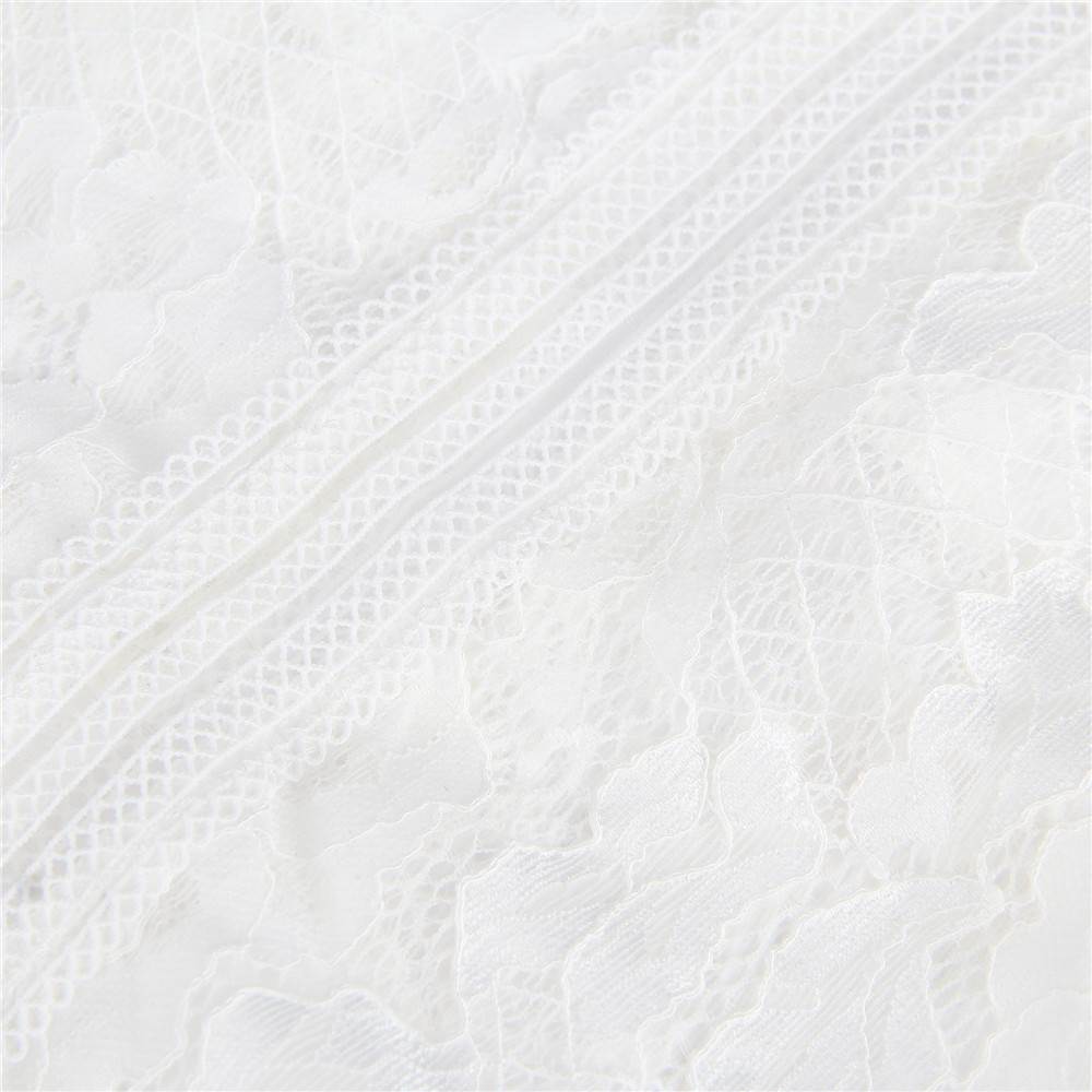 Crotch Open Black & White & Tan Lace High Quality Eyelash Lace Splice Sexy Bodysuit With Farawlaya