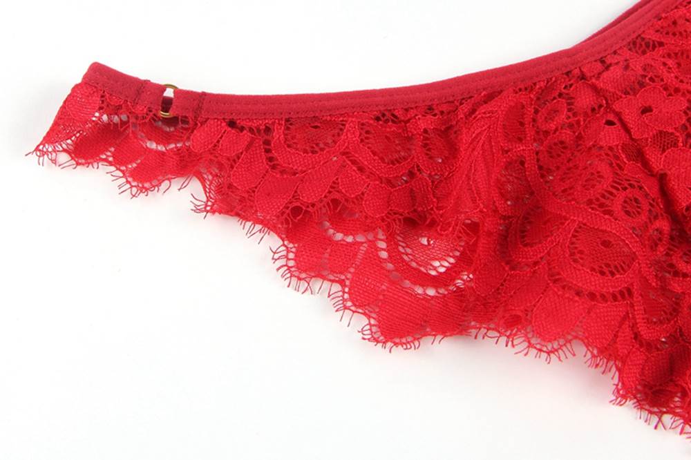 New Floral Black Eyelash Lace Lingerie Bra Set