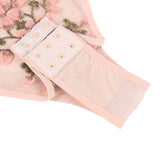 Exquisite Embroidery Mesh Bodysuit With Underwire