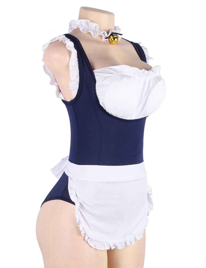 New Deep V Back Cross Design Crotch Open Sexy Cat Maid Suit