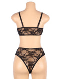 With Farawlaya See-through sexy women‘s full lace high stretch bra panty set with sleeves