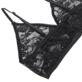 See-through sexy women‘s full lace high stretch bra panty set with sleeves