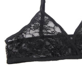 See-through sexy women‘s full lace high stretch bra panty set with sleeves