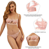 New High Quality Beautiful Lingerie Lace Bra Set With Steel ring
