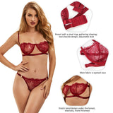 New High Quality Beautiful Lingerie Lace Bra Set With Steel ring