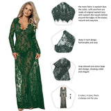 Black & Maroon & White & Green Delicate Lace Long Sleepwear Gown