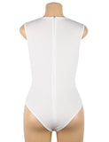 New Crotch Open Black Polka dot mesh Long Sleeve Deep V Fashion Bodysuit With Farawlaya