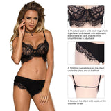 Black Lace Temptation 2pcs Bralette Lingerie Set
