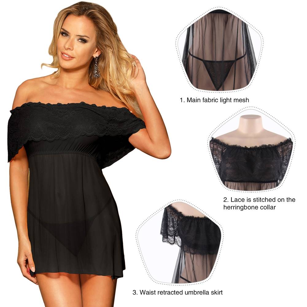 Plus Size Valentine's Day Style Red Off-Shoulder Lace Sexy Babydoll