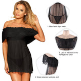 Plus Size Valentine's Day Style Red Off-Shoulder Lace Sexy Babydoll