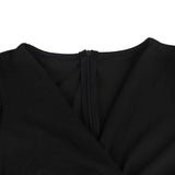 Crotch Open Black Polka dot mesh Long Sleeve Deep V Fashion Bodysuit With Farawlaya