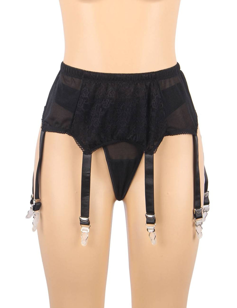 Black Sexy Floral Lace Garter Panty With Farawlaya