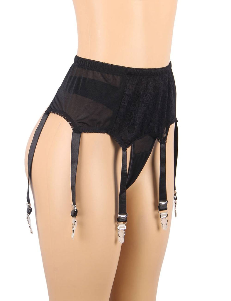 Black Sexy Floral Lace Garter Panty With Farawlaya