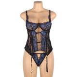 Sexy Egypt Lace Stitching Gartered Lingerie Set With Underwire
