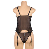Sexy Egypt Lace Stitching Gartered Lingerie Set With Underwire