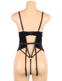 Deep V garter lace velvet stitching teddy With Farawlaya