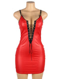 Sexy Bag Hip Tight Nightclub Red Leather Skirt With Farawlaya