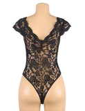 Sexy White Deep V backless Full Lace Teddy With Farawlaya