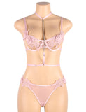 Elegant Embroidery Fashion Hanging Neck Bra Set With Underwire Egypt