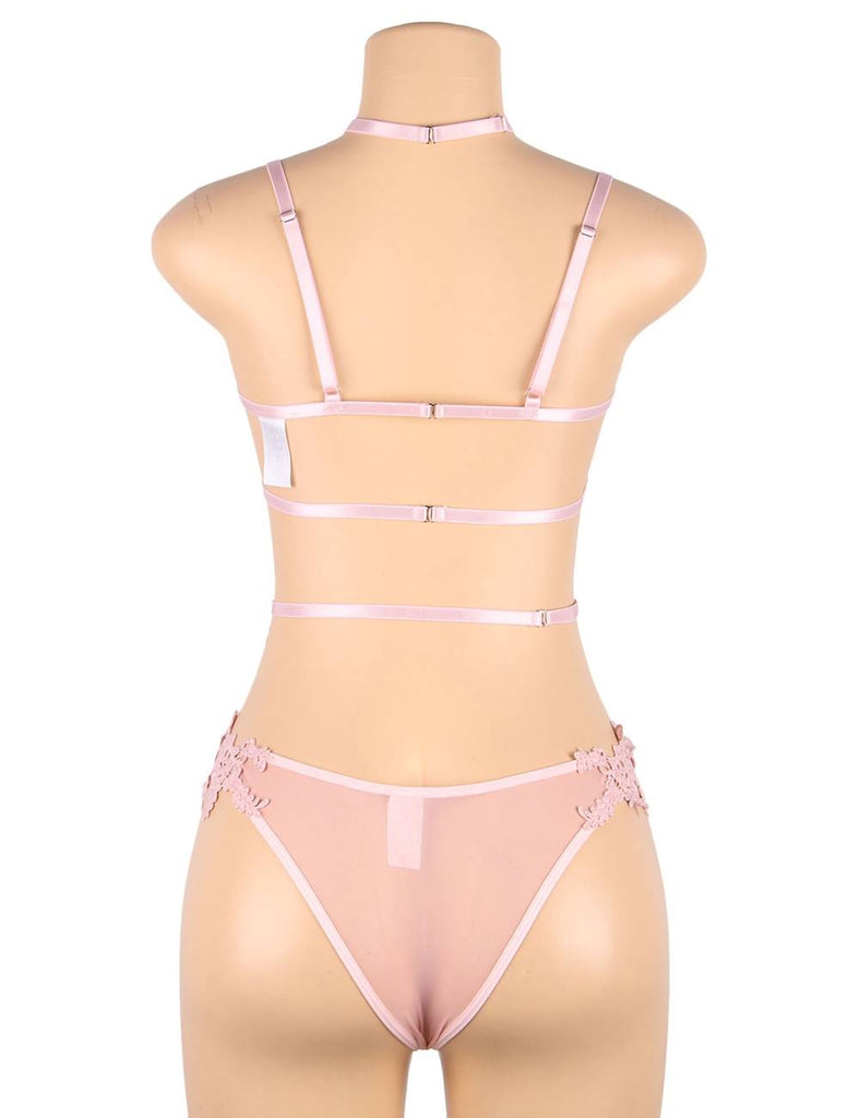 Elegant Embroidery Fashion Hanging Neck Bra Set With Underwire Egypt