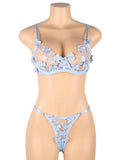 New Floral Applique Embroidery Mesh Underwire underwear set  With Farawlaya