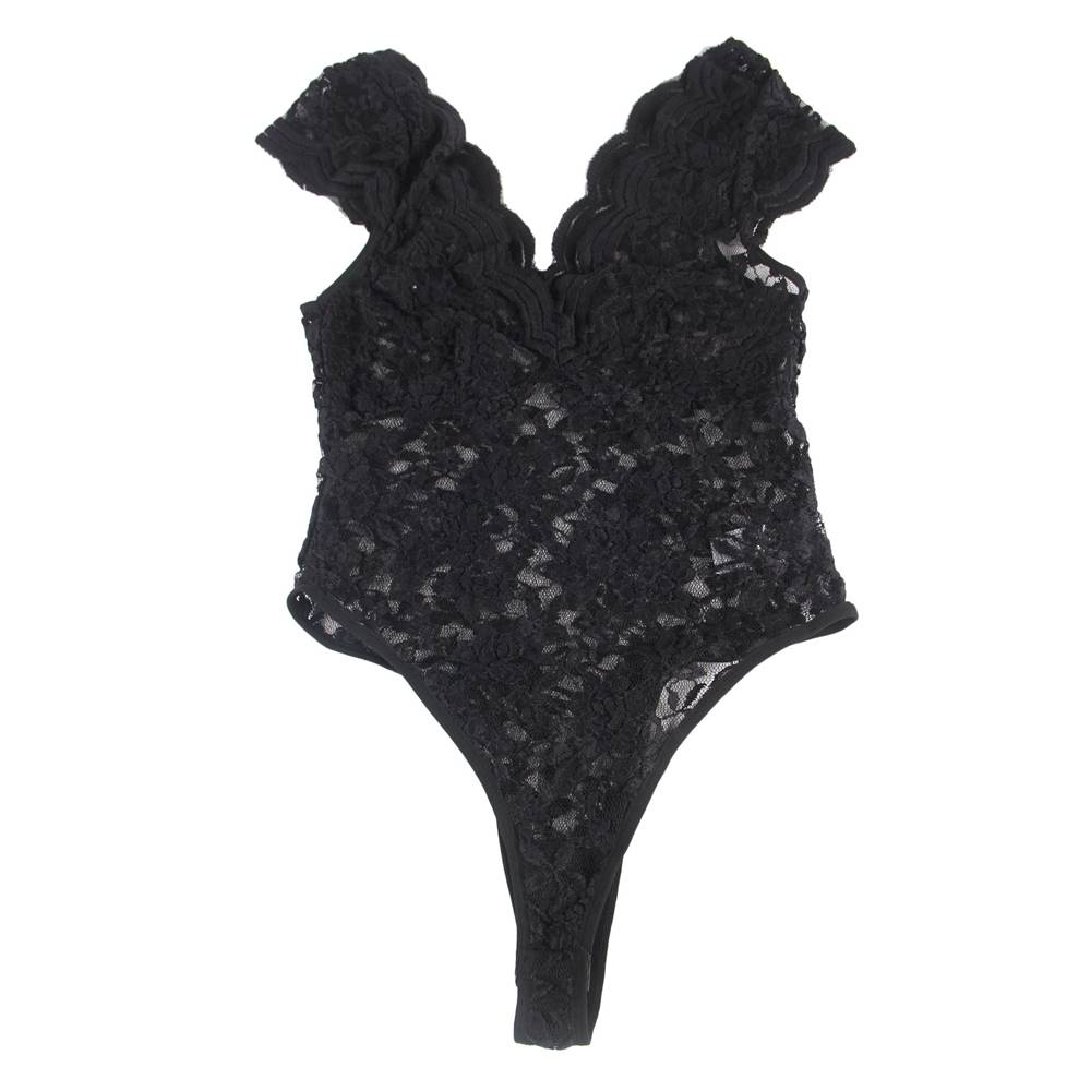 New Sexy White Deep V backless Full Lace Teddy With Farawlaya