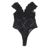 Sexy White Deep V backless Full Lace Teddy With Farawlaya