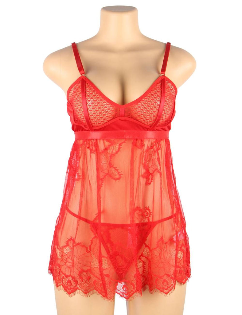 High Quality Elegant Black Lace Sexy Babydoll