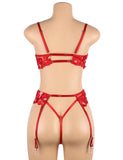 Floral Embroidery Underwire Garter Lingerie Egypt Set