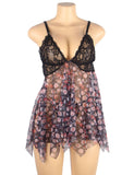 Sexy front slit irregular skirt transparent mesh babydoll