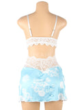New Floral Print Lace-up Babydoll Without Underwire