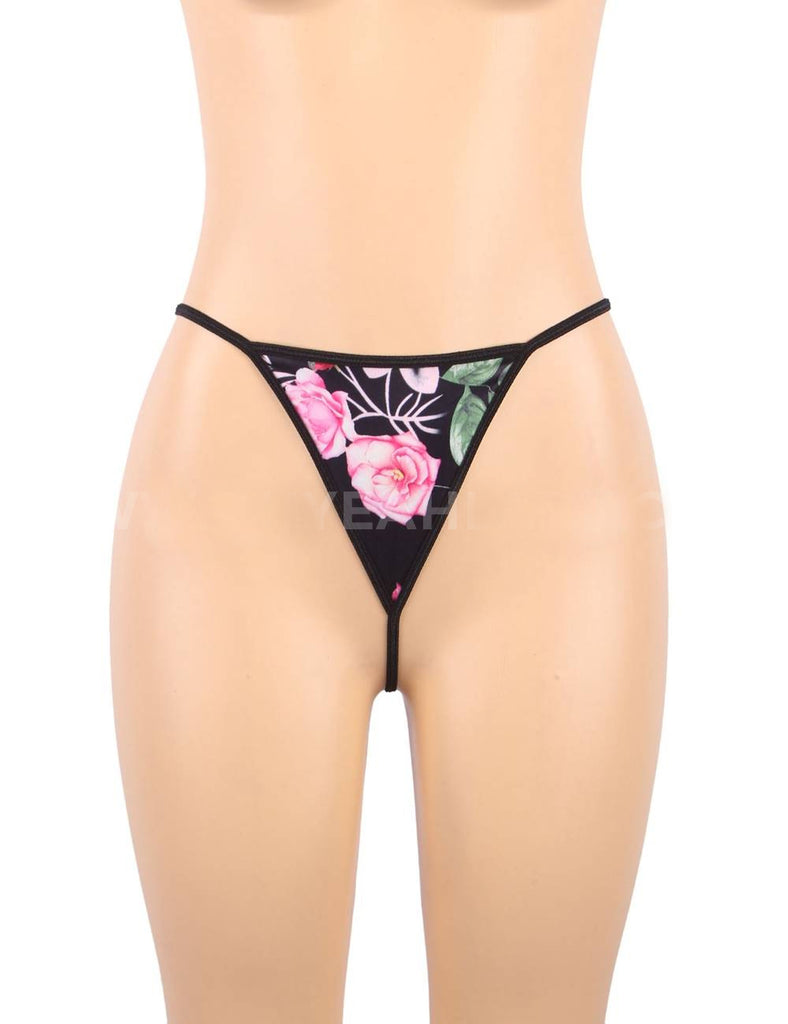 New Floral Print Lace-up Babydoll Without Underwire