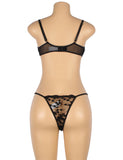 Underwire Mesh Flower Patterns Bra Set