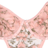 Pink Water Soluble Flower Hollow Out Halter Teddy Lingerie